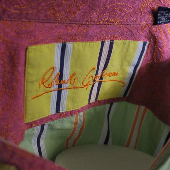 ROBERT GRAHAM SZ XL Men's Long Sleeve Striped Cotton Button Up Shirt - Picture 4 of 13